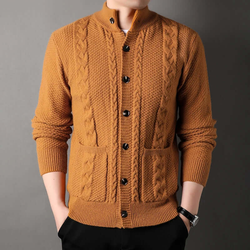 Strickjacke | Knopfleiste | Zopfmuster | Strickjacke | Herren-Strickjacke-Orange-M-Chaps Herrenmode