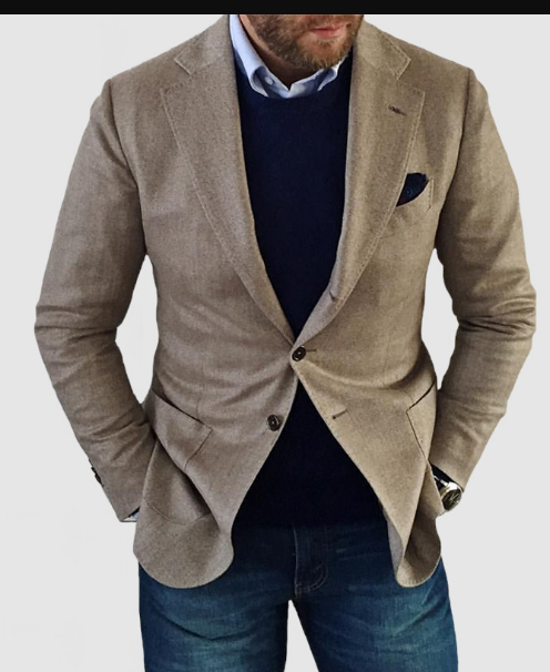 Strickjacke | Langarm | Button-Up | Herren Blazer | Herrenbekleidung-Beige-XS-Chaps Herrenmode
