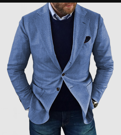 Strickjacke | Langarm | Button-Up | Herren Blazer | Herrenbekleidung-Blau-XS-Chaps Herrenmode