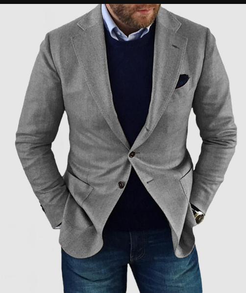 Strickjacke | Langarm | Button-Up | Herren Blazer | Herrenbekleidung-Dunkelgrau-XS-Chaps Herrenmode