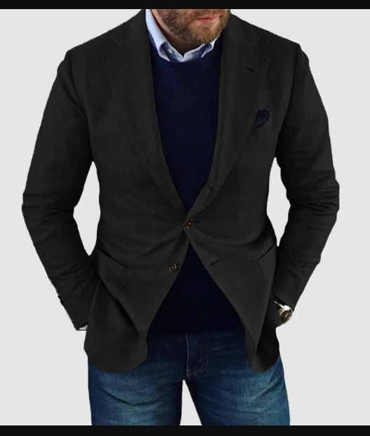 Strickjacke | Langarm | Button-Up | Herren Blazer | Herrenbekleidung-Schwarz-XS-Chaps Herrenmode