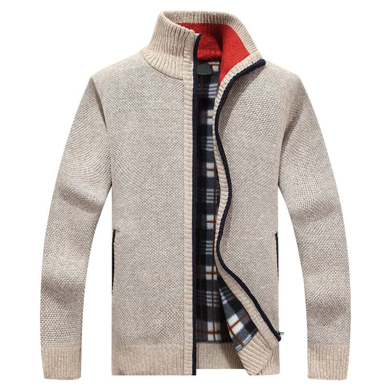 Strickjacke | Reißverschluss | Winter | Strickjacke | Herren-Strickjacke-Beige-M-Chaps Herrenmode
