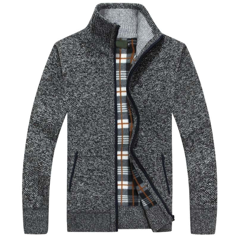 Strickjacke | Reißverschluss | Winter | Strickjacke | Herren-Strickjacke-Dunkelgrau-M-Chaps Herrenmode