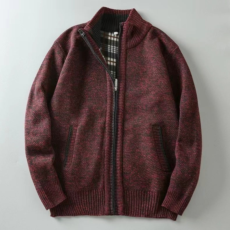 Strickjacke | Reißverschluss | Winter | Strickjacke | Herren-Strickjacke-Dunkelrot-M-Chaps Herrenmode