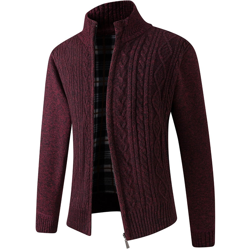 Strickjacke | Reißverschluss | Winter | Strickjacke | Herren-Strickjacke-Motiv Rot-M-Chaps Herrenmode