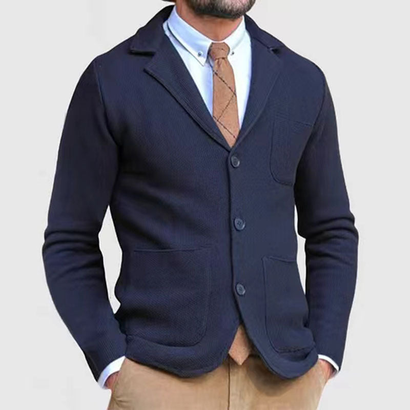 Strickjacke - Taschen - Umlegekragen - Strickjacke mit Knöpfen - Strickjacke für Männer-Chaps Herrenmode