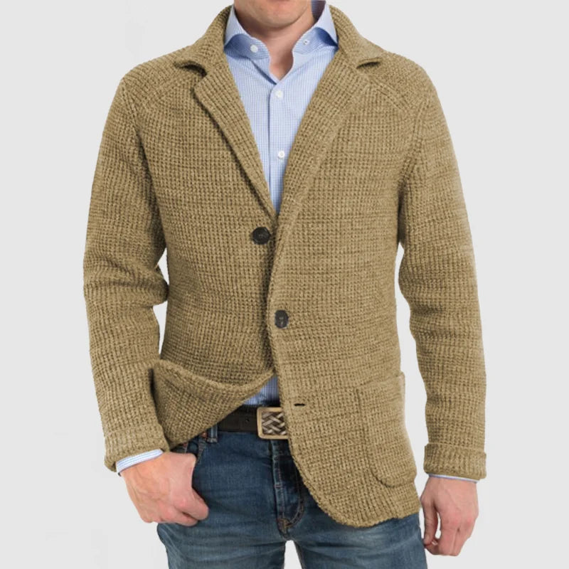 Strickjacke | Warm | Mit Knöpfen | Grob gestrickte Strickjacke | Herrenbekleidung-Khaki-S-Chaps Herrenmode
