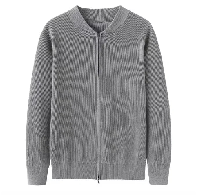 Strickjacke | Weich | Langarm | Reißverschluss-Strickjacke | Herren-Strickjacke-Grau-S-Chaps Herrenmode