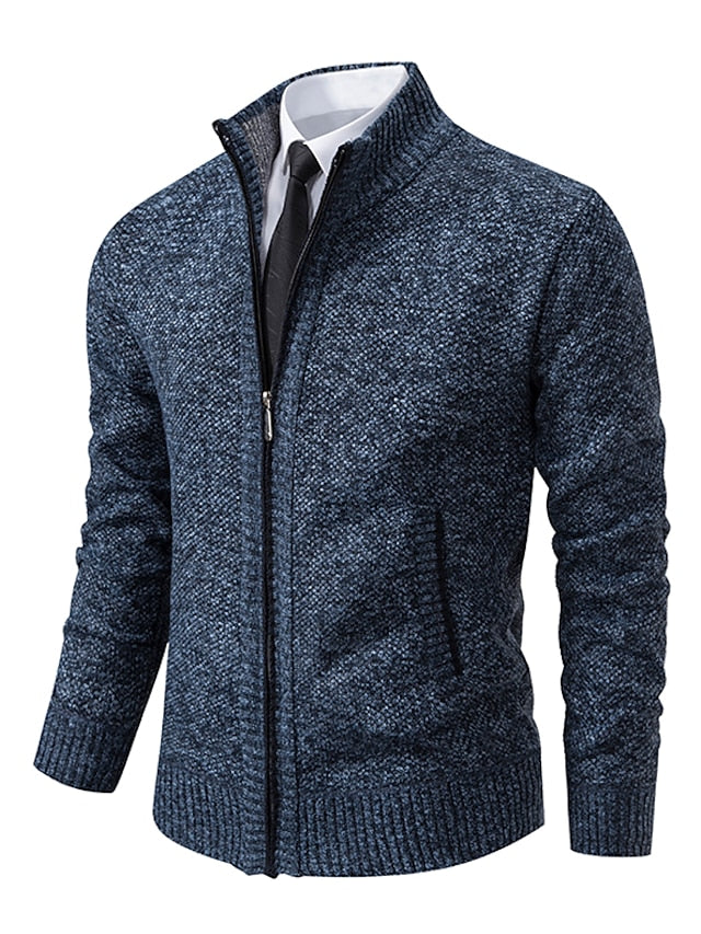 Strickjacke | Zip-Up | Stehkragen | Strickjacke | Herrenbekleidung-XS-Blau-Chaps Herrenmode