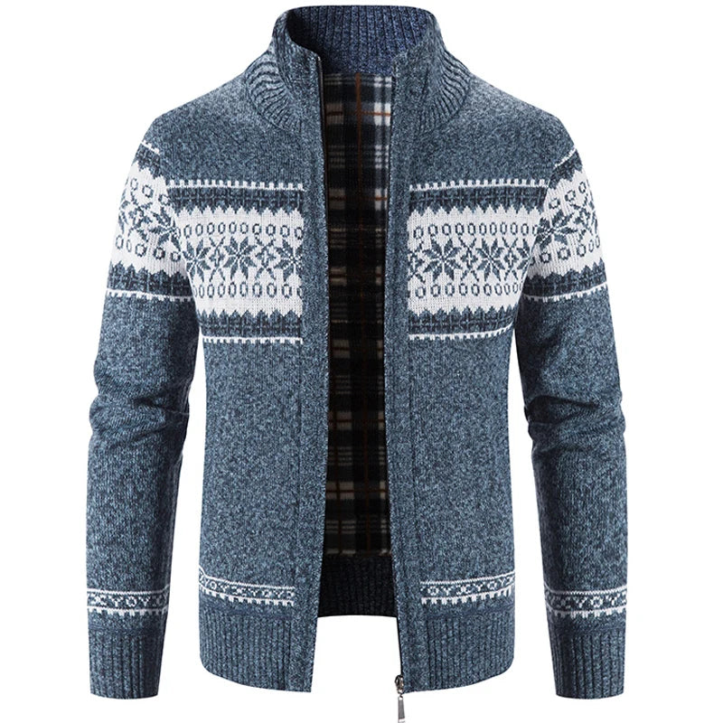 Strickjacke - Zip-Up - Winter - Strickjacke Pullover - Herren Strickjacke-Blau-S-Chaps Herrenmode