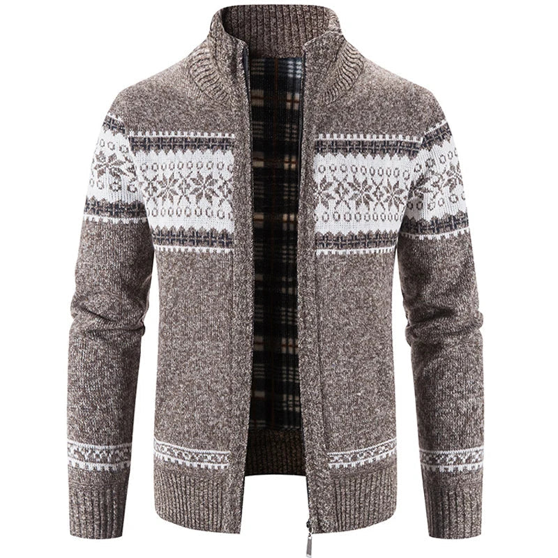 Strickjacke - Zip-Up - Winter - Strickjacke Pullover - Herren Strickjacke-Braun-S-Chaps Herrenmode