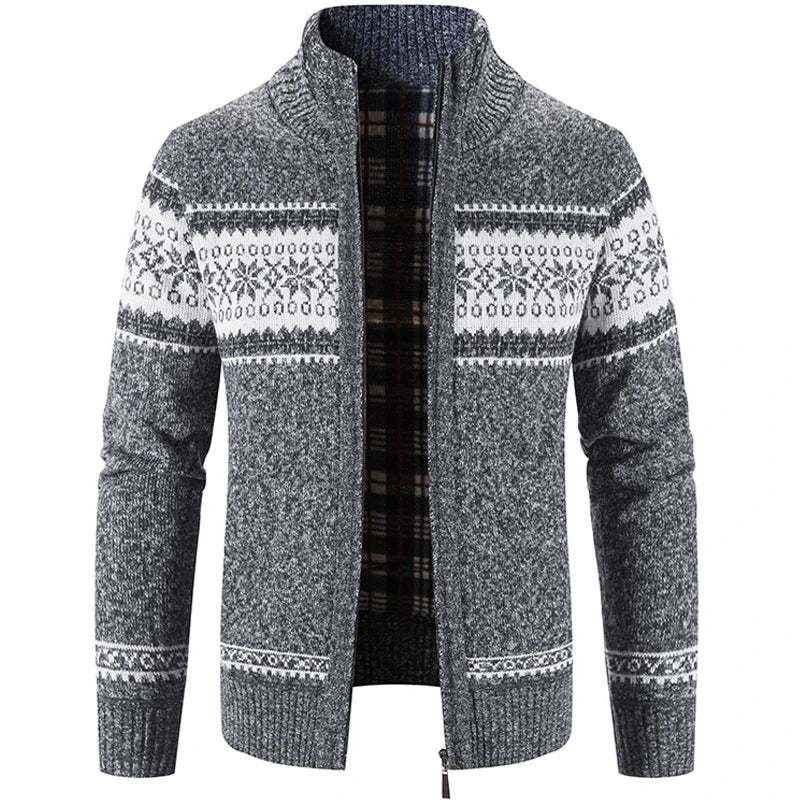 Strickjacke - Zip-Up - Winter - Strickjacke Pullover - Herren Strickjacke-Dunkelgrau-S-Chaps Herrenmode