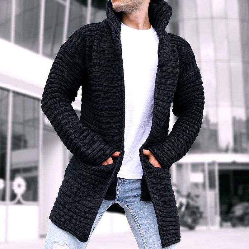 Strickjacke – mit Kapuze – vorne offen – lange Strickjacke – Herren-Strickjacke-Schwarz-M-Chaps Herrenmode