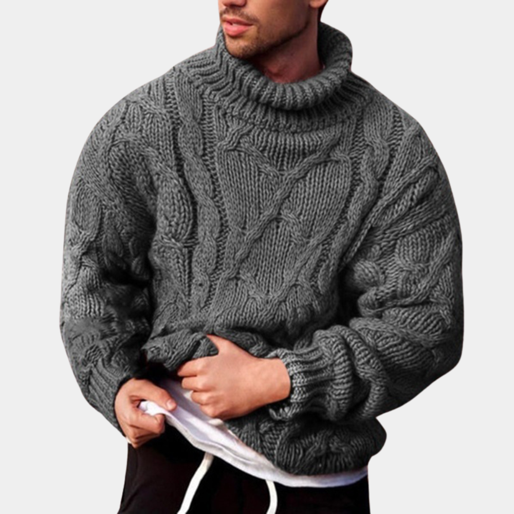 Strickpullover | Chunky | Rollkragenpullover | Strickpullover | Herrenpullover-Grau-S-Chaps Herrenmode