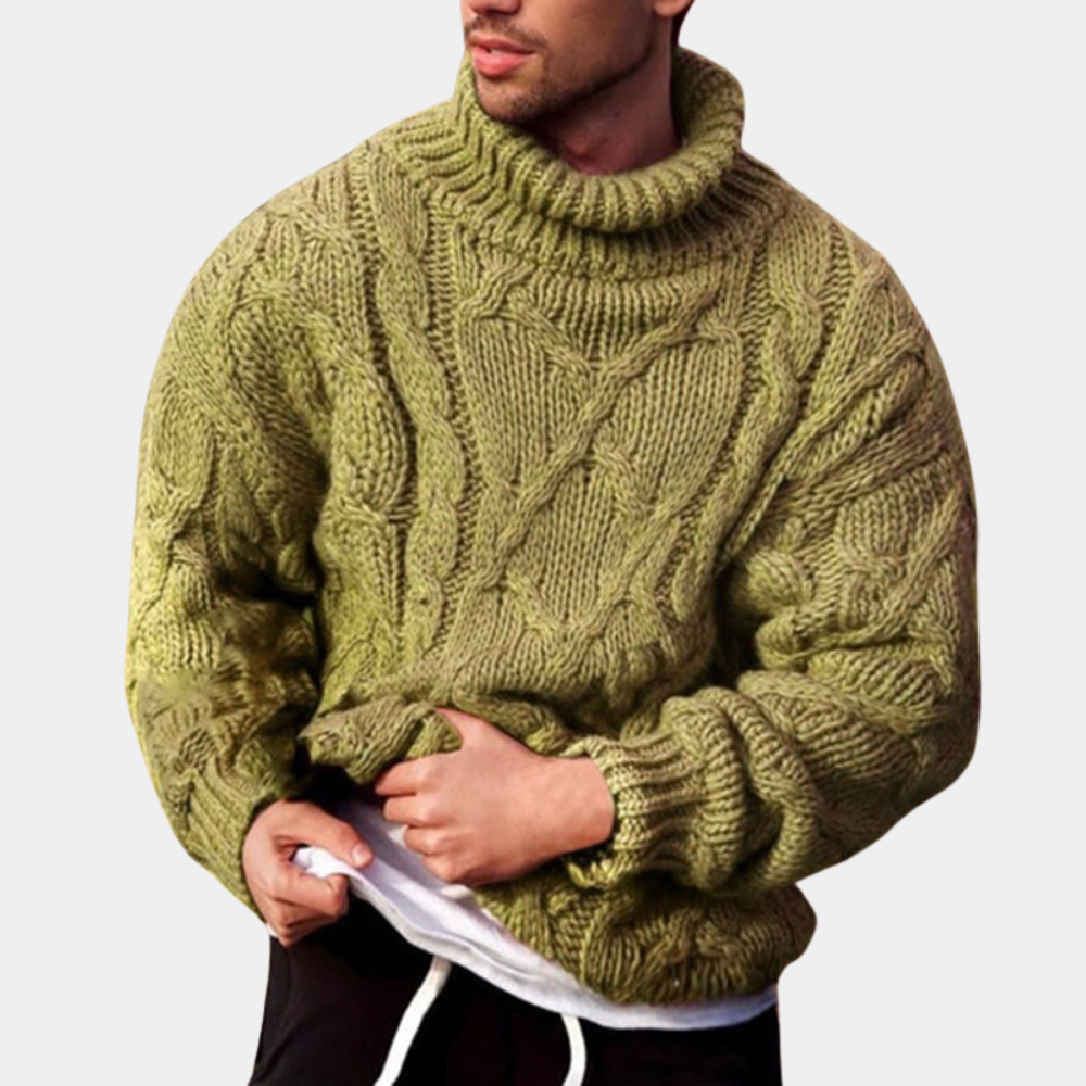 Strickpullover | Chunky | Rollkragenpullover | Strickpullover | Herrenpullover-Hellgrün-S-Chaps Herrenmode