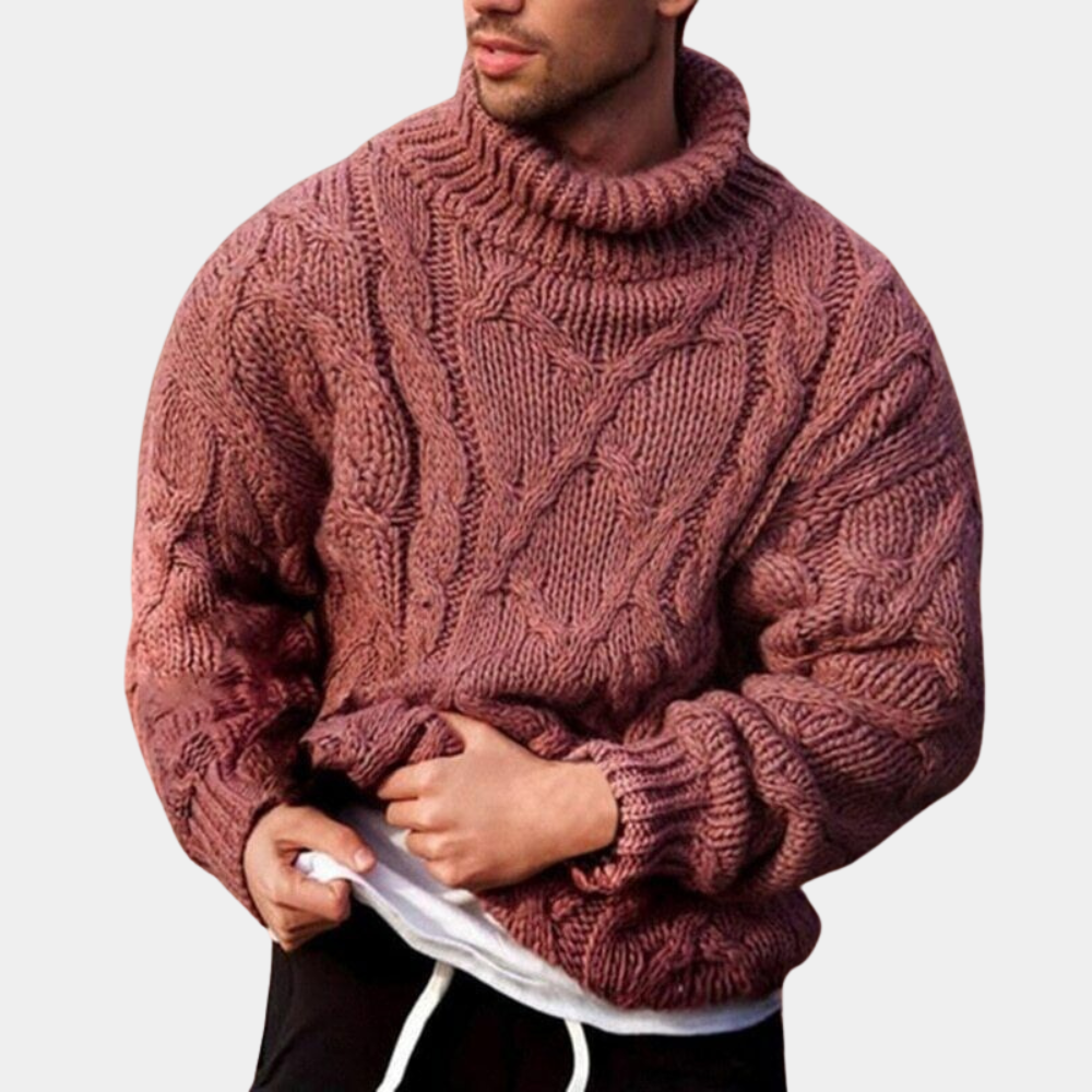Strickpullover | Chunky | Rollkragenpullover | Strickpullover | Herrenpullover-Rot-S-Chaps Herrenmode