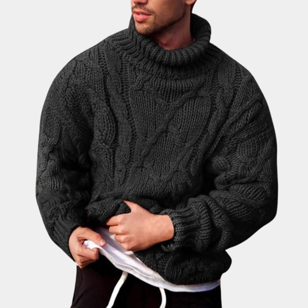 Strickpullover | Chunky | Rollkragenpullover | Strickpullover | Herrenpullover-Schwarz-S-Chaps Herrenmode