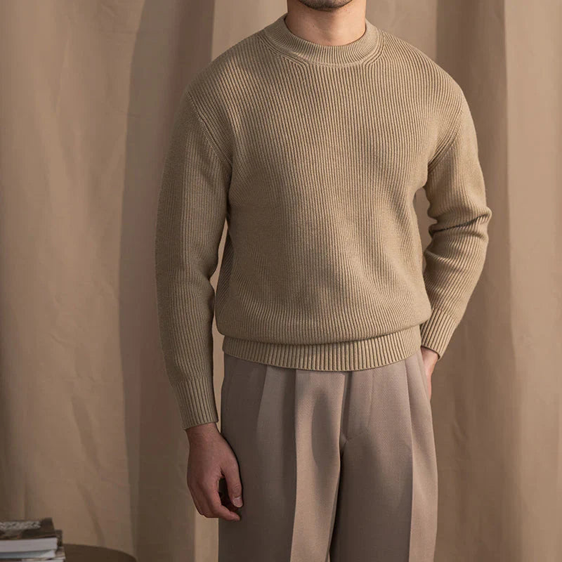 Strickpullover | Gerippt | Rundhalsausschnitt | Strickpullover | Herrenbekleidung-Beige-M-Chaps Herrenmode