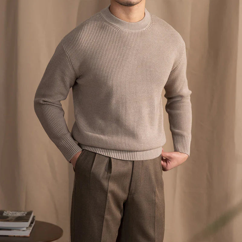 Strickpullover | Gerippt | Rundhalsausschnitt | Strickpullover | Herrenbekleidung-Grau-M-Chaps Herrenmode