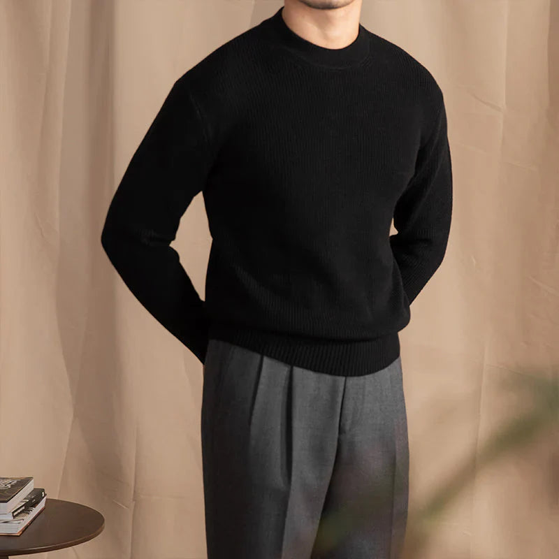 Strickpullover | Gerippt | Rundhalsausschnitt | Strickpullover | Herrenbekleidung-Schwarz-M-Chaps Herrenmode