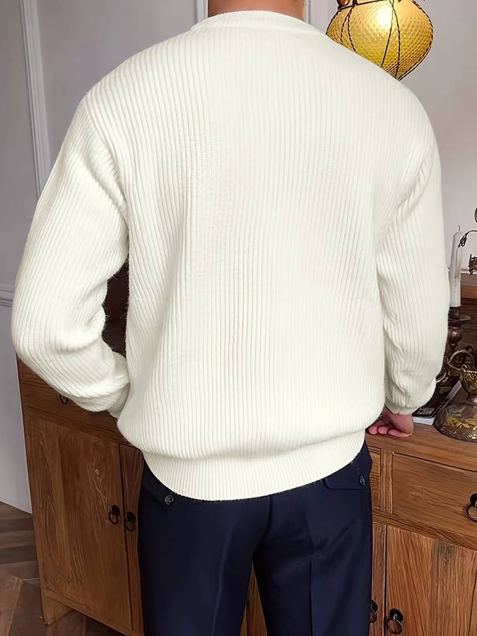 Strickpullover - Lässiger Herren Pullover mit Rundhalsausschnitt aus Rippenstrick-Chaps Herrenmode