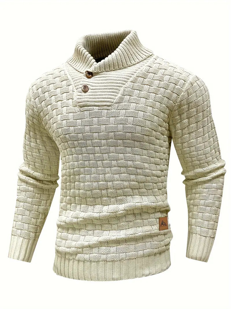Strickpullover | Rollkragenpullover | Grobstrick | Strickpullover | Herrenbekleidung-Beige-S-Chaps Herrenmode