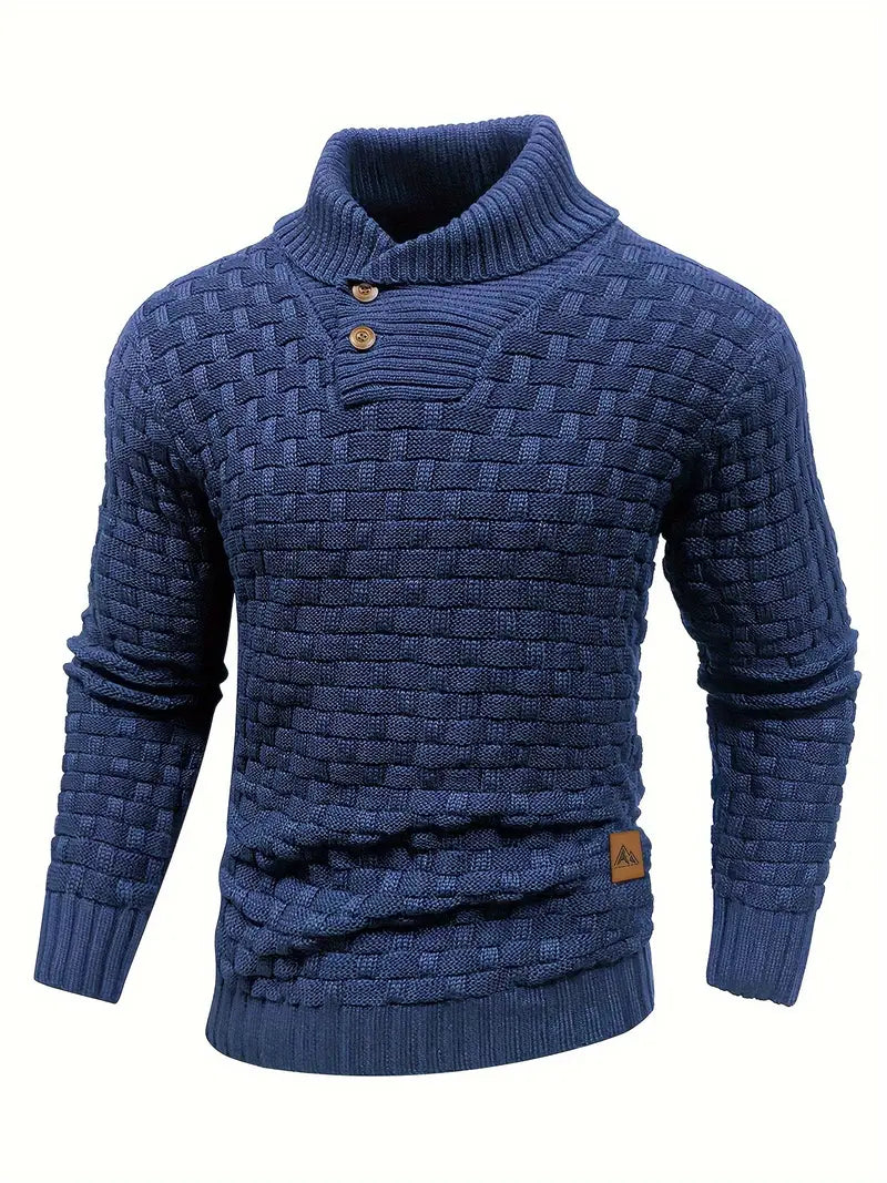 Strickpullover | Rollkragenpullover | Grobstrick | Strickpullover | Herrenbekleidung-Blau-S-Chaps Herrenmode