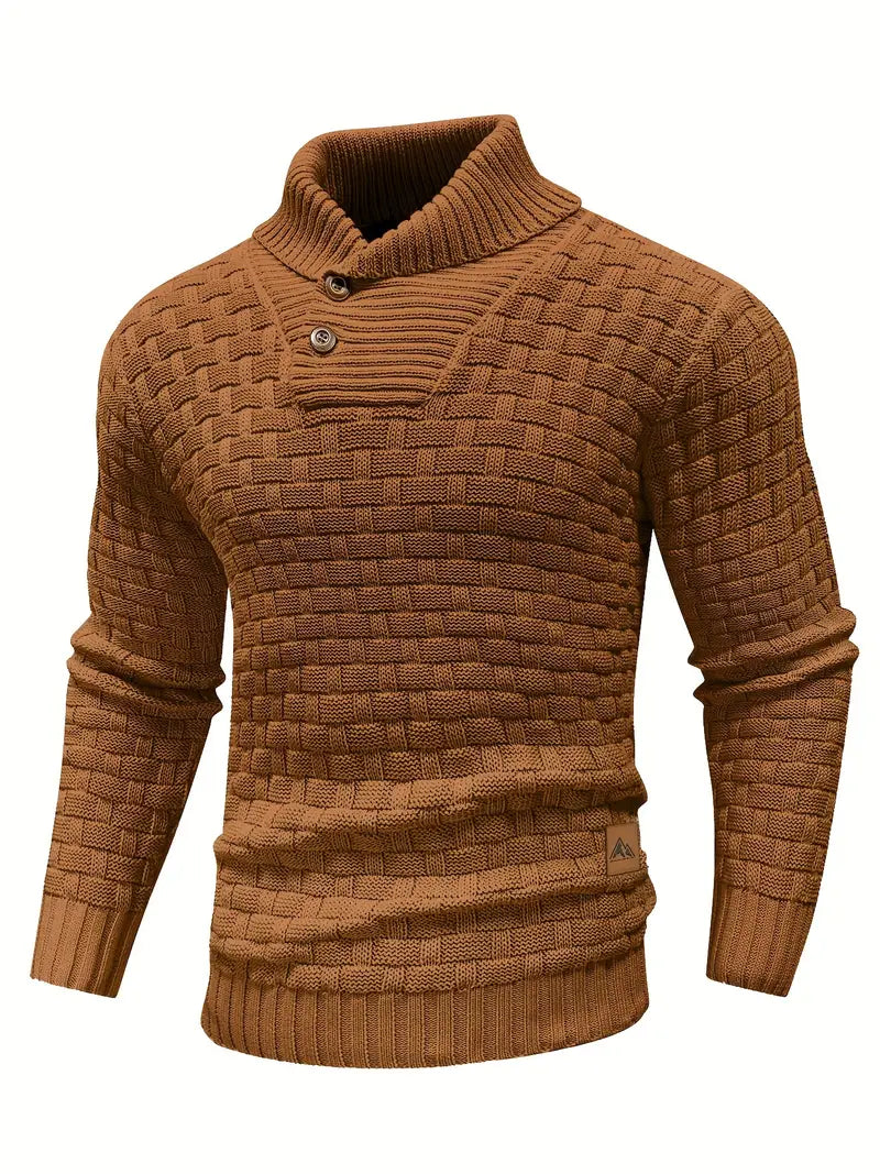 Strickpullover | Rollkragenpullover | Grobstrick | Strickpullover | Herrenbekleidung-Braun-S-Chaps Herrenmode