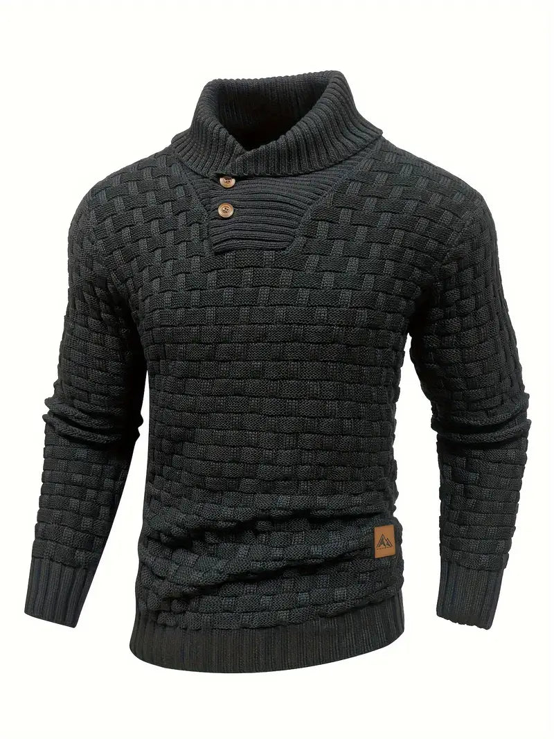 Strickpullover | Rollkragenpullover | Grobstrick | Strickpullover | Herrenbekleidung-Schwarz-S-Chaps Herrenmode