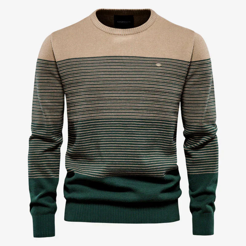 Strickpullover | Rundhalsausschnitt | Gestreift | Strickpullover | Winterkleidung für Herren-Khaki-S-Chaps Herrenmode