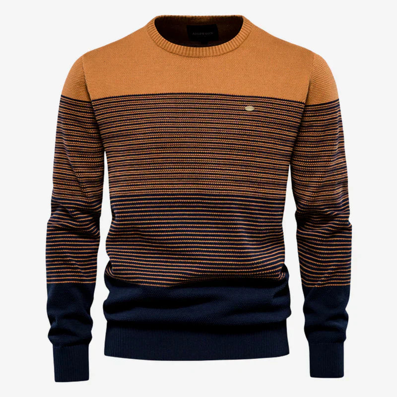 Strickpullover | Rundhalsausschnitt | Gestreift | Strickpullover | Winterkleidung für Herren-Orange-S-Chaps Herrenmode