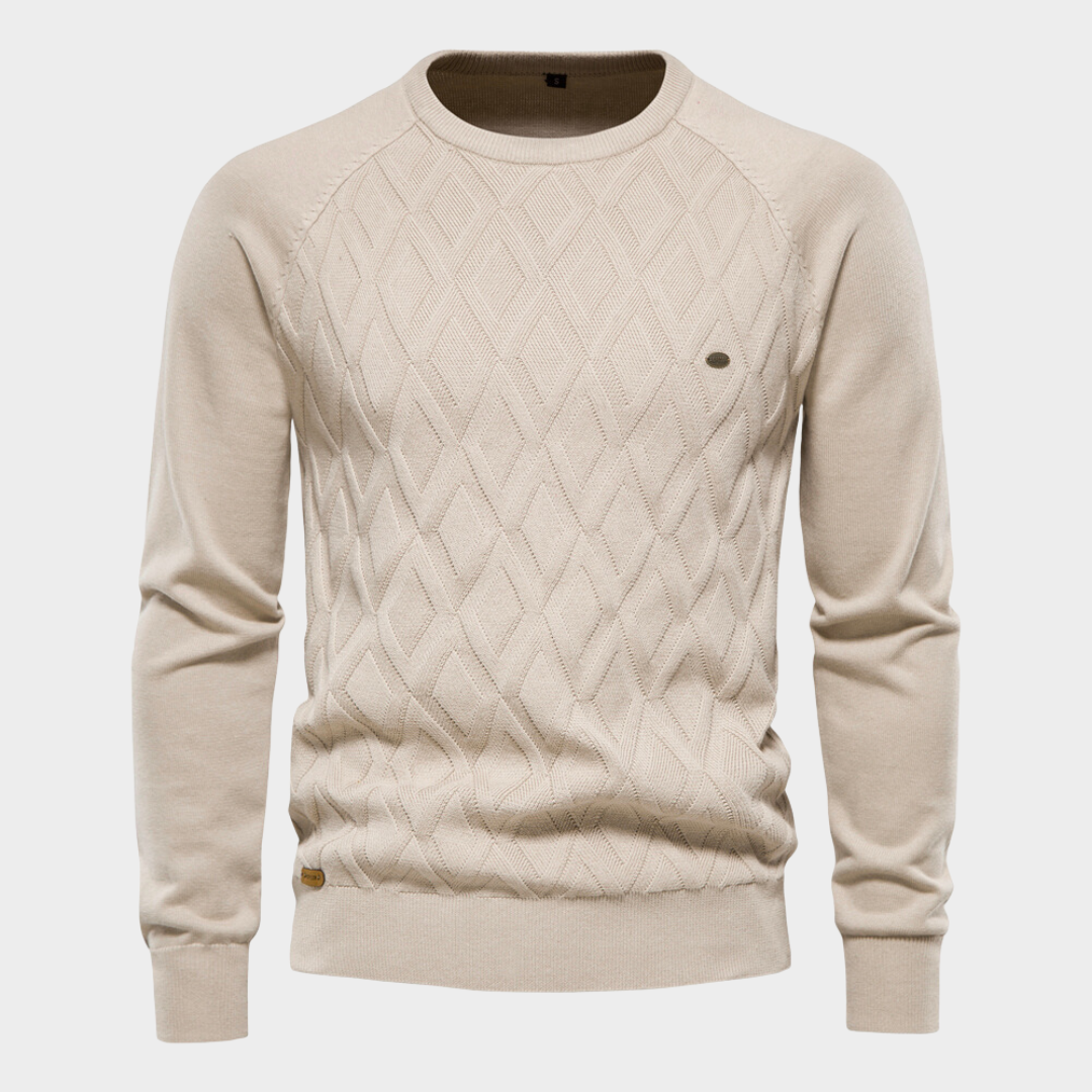 Strickpullover - Rundhalsausschnitt - Pullover - Strickpullover - Herrenbekleidung-Beige-S-Chaps Herrenmode