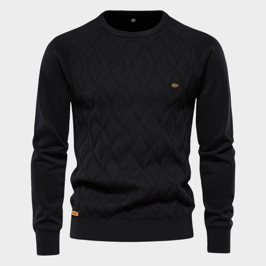 Strickpullover - Rundhalsausschnitt - Pullover - Strickpullover - Herrenbekleidung-Schwarz-S-Chaps Herrenmode