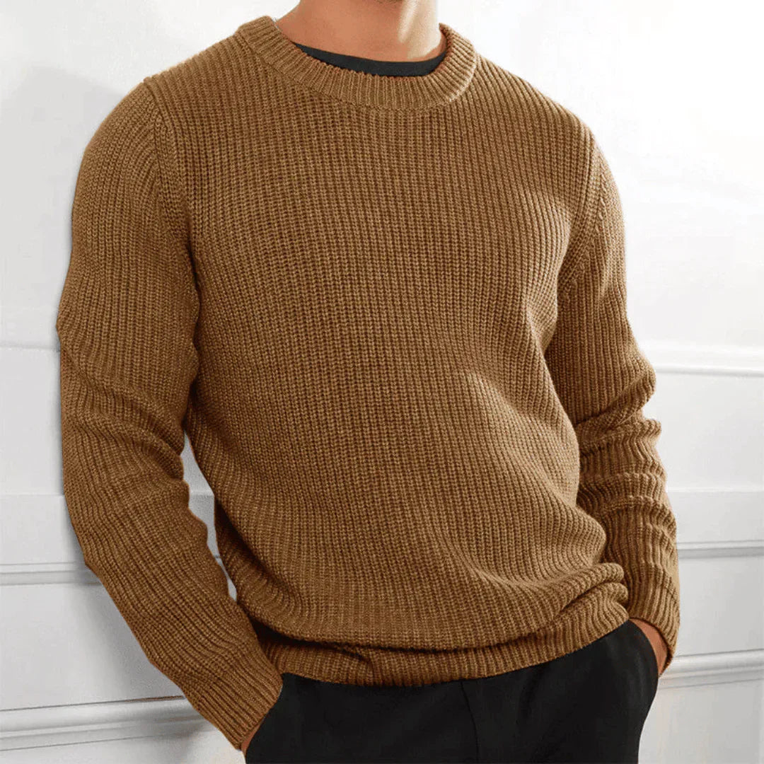 Strickpullover | Rundhalsausschnitt | Regular Fit | Strickpullover | Herrenstrickwaren-Braun-XS-Chaps Herrenmode