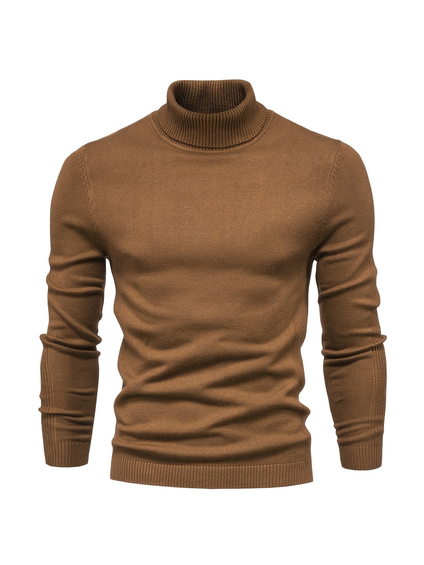 Strickpullover | Schmale Passform | Langärmlig | Rollkragen | Herrenbekleidung-Braun-S-Chaps Herrenmode