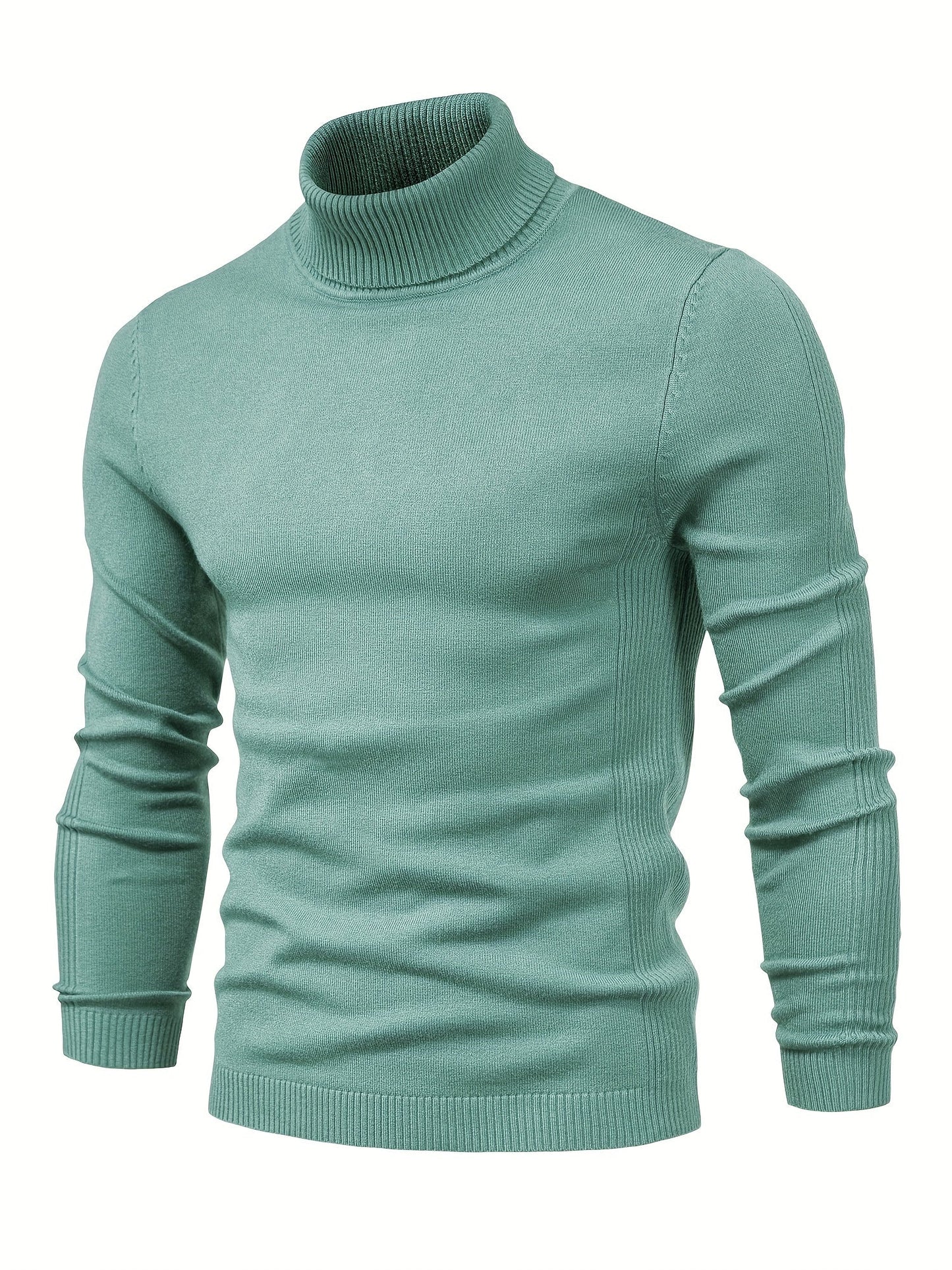 Strickpullover | Schmale Passform | Langärmlig | Rollkragen | Herrenbekleidung-Hellgrün-S-Chaps Herrenmode