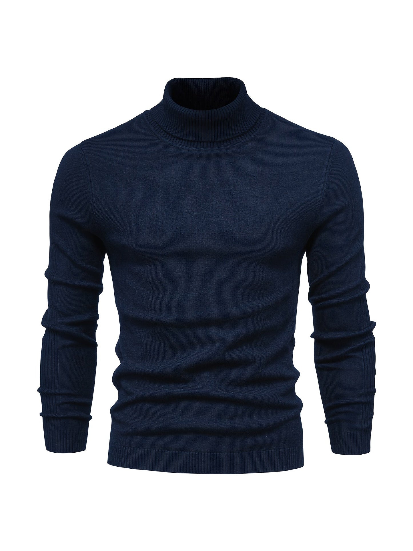 Strickpullover | Schmale Passform | Langärmlig | Rollkragen | Herrenbekleidung-Marineblau-S-Chaps Herrenmode