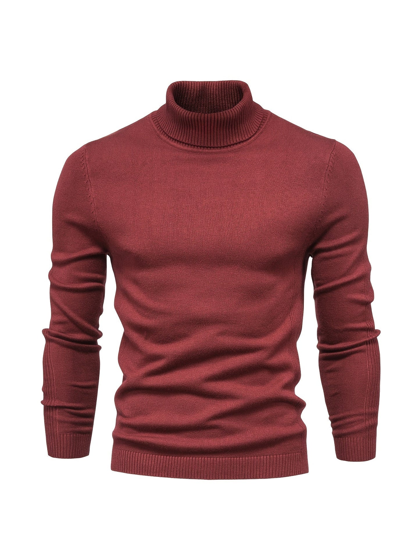 Strickpullover | Schmale Passform | Langärmlig | Rollkragen | Herrenbekleidung-Rot-S-Chaps Herrenmode
