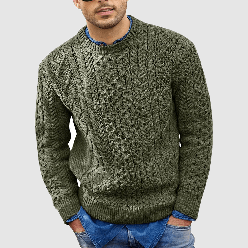 Strickpullover - Warm - Rundhalsausschnitt - Strickpullover - Herrenbekleidung-Grün-S-Chaps Herrenmode