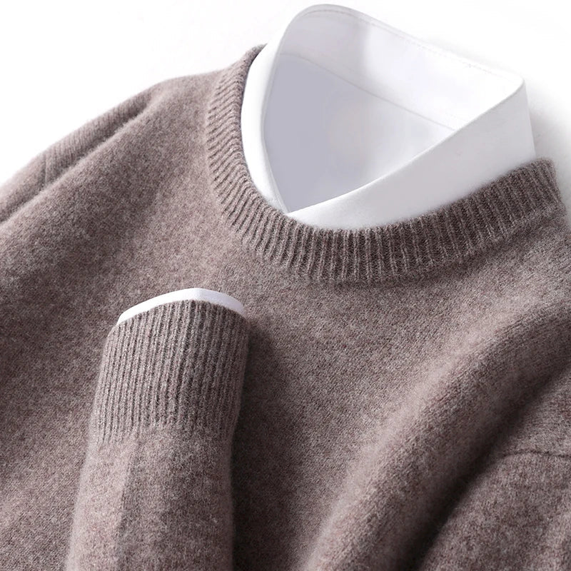 Strickpullover - Warmer Rundhals-Strickpullover für Männer-Dunkelbraun-S-Chaps Herrenmode