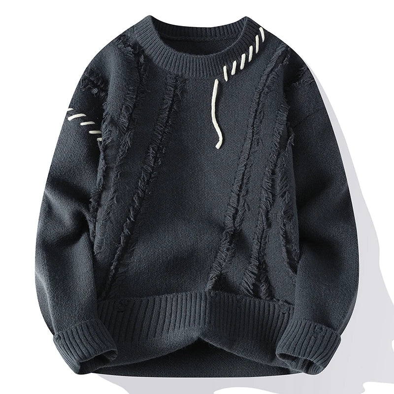 Strickpullover | Winter | Rundhalsausschnitt | Grobstrickpullover | Herren-Strickwaren-Hellschwarz-M-Chaps Herrenmode