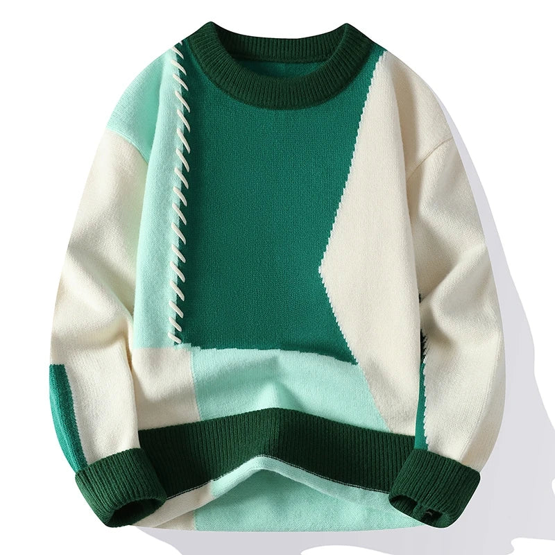 Strickpullover | Winter | Rundhalsausschnitt | Grobstrickpullover | Herren-Strickwaren-Weiß-Babyblau-Dunkelgrün-Hellgrün-M-Chaps Herrenmode