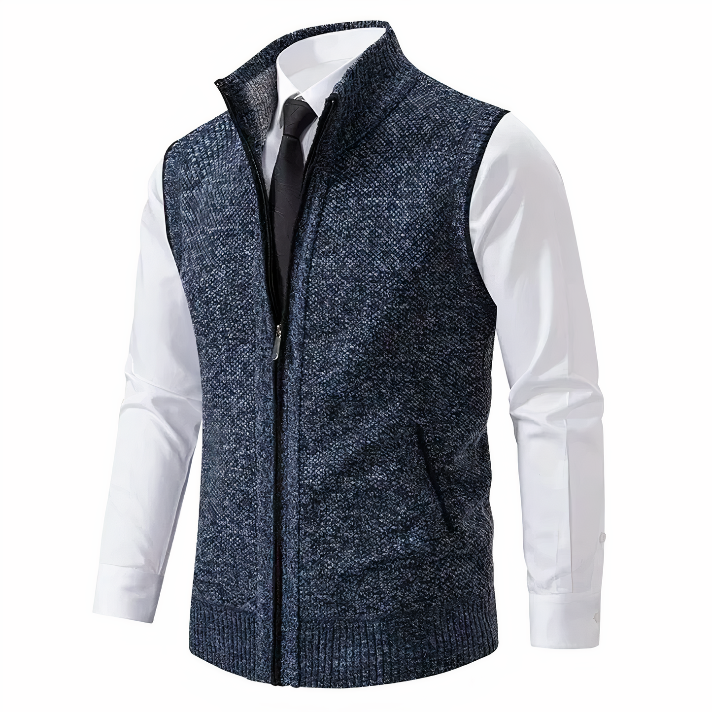 Strickweste - Ärmellose Zip-Up Weste für Männer für den Winter-Blau-XS-Chaps Herrenmode