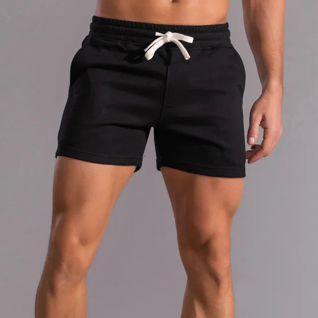 Sweat Shorts - Kordelzug - Elastischer Bund - Jogger Shorts - Shorts für Männer-Schwarz-S-Chaps Herrenmode