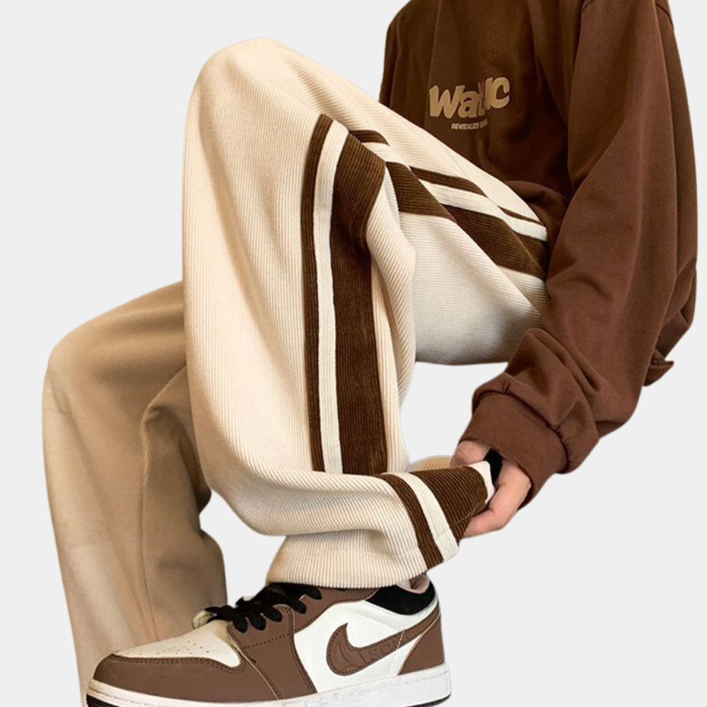 Sweatpants - Gestreifte Herren Jogger mit weitem Bein und lockerer Passform-Chaps Herrenmode
