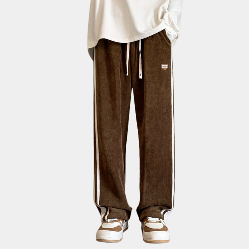 Sweatpants - Gestreifte Herren Jogger mit weitem Bein und lockerer Passform-Chaps Herrenmode