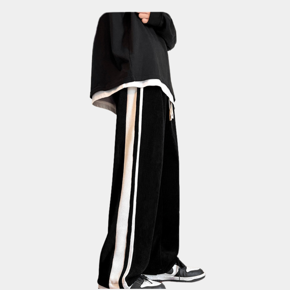 Sweatpants - Gestreifte Herren Jogger mit weitem Bein und lockerer Passform-Chaps Herrenmode