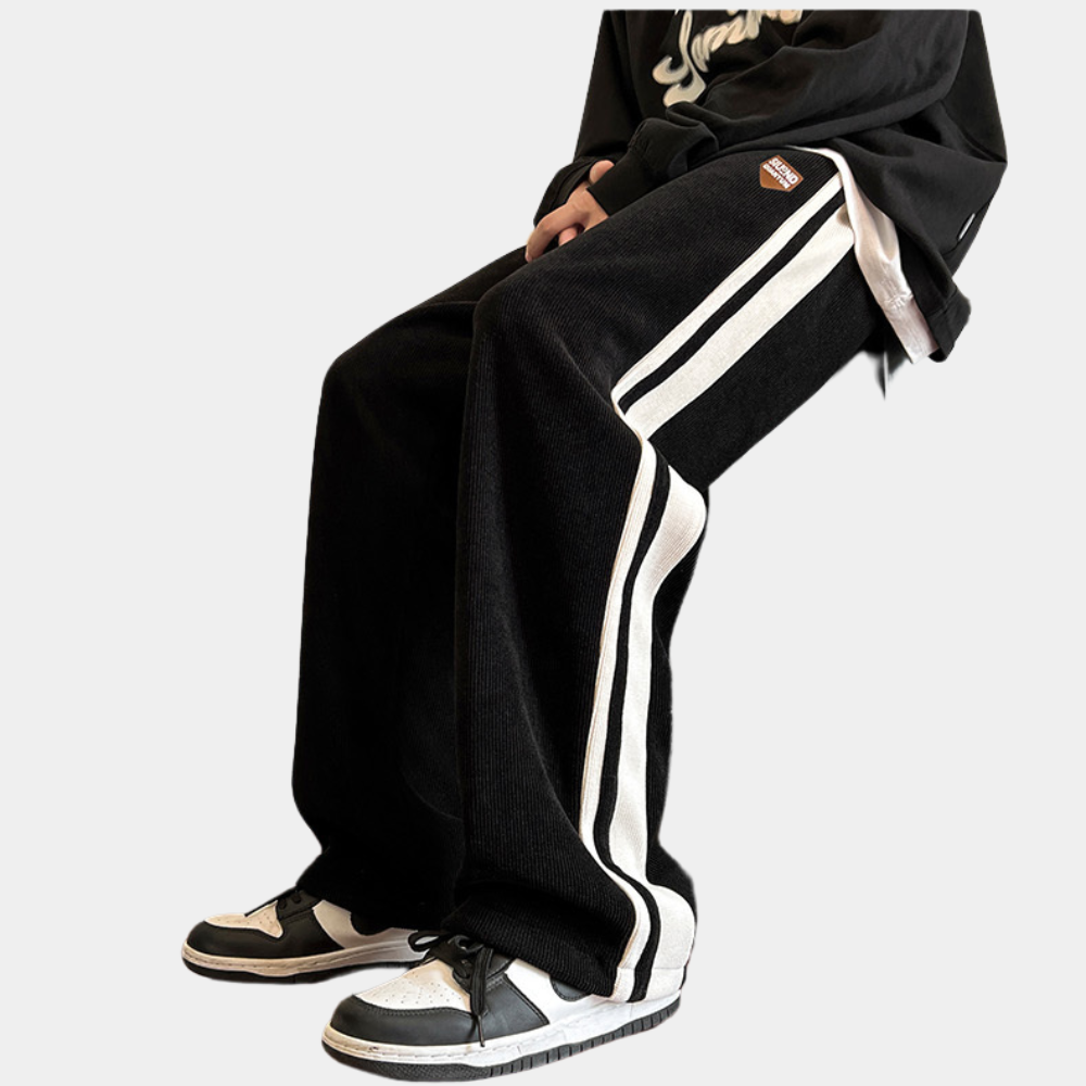 Sweatpants - Gestreifte Herren Jogger mit weitem Bein und lockerer Passform-Chaps Herrenmode