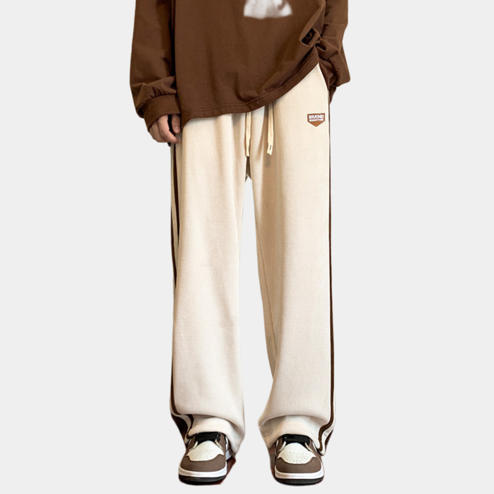 Sweatpants - Gestreifte Herren Jogger mit weitem Bein und lockerer Passform-Chaps Herrenmode