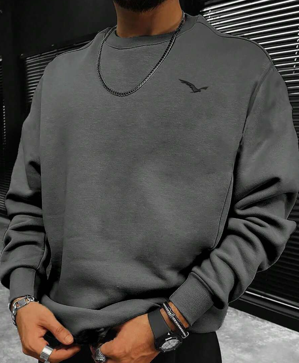 Sweatshirt – Langärmeliger Pullover mit Rundhalsausschnitt für Herren-Grau-XS-Chaps Herrenmode